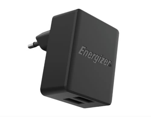 Energizer - Wandladegerät Dual USB-A 12 W/2,4 A – ohne Kabel – EU-Stecker – 2 USB-Ports – kompaktes Design – Schwarz von Energizer