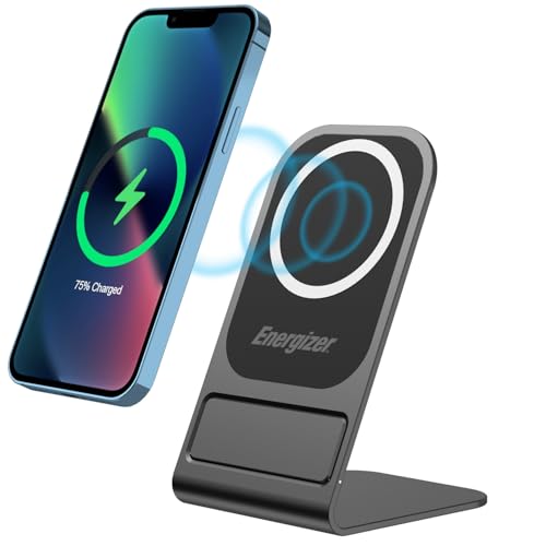 Energizer Magnetisches Qi Ladegerät 15W aus Aluminium Kabellose Schnellladestation mit USB-C Standfunktion vertikal & horizontal nutzbar mit Tray für nicht-magnetische Handys | WCP109 Energizer Magnetisches Qi Ladegerät 15W aus Aluminium Kabellose Schnellladestation mit USB-C Standfunktion vertikal & horizontal nutzbar mit Tray für nicht-magnetische Handys | WCP109 von Energizer