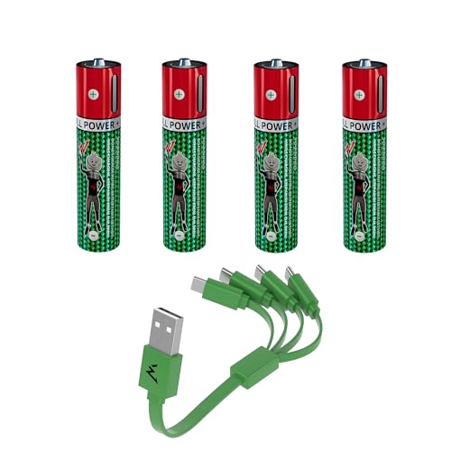 W Onder Full Energy- AAA / LR03 Batterien - über USB-C wiederaufladbar - Inklusive USB-C Kabel - Lange Lebensdauer - 4er Pack - kompatibel mit Siemens Gigaset A400, A415, AS405, AS690, C430, C430A, W Onder Full Energy- AAA / LR03 Batterien - über USB-C wiederaufladbar - Inklusive USB-C Kabel - Lange Lebensdauer - 4er Pack - kompatibel mit Siemens Gigaset A400, A415, AS405, AS690, C430, C430A, von W