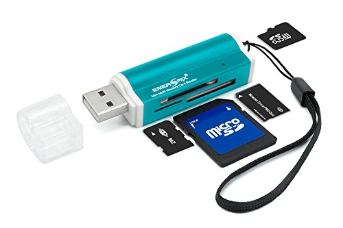 Energmix Kartenlesegerät USB Kartenleser Multi Kartenleser SDHC Kartenleser/Cardreader Für Micro SD, M2, Pro Duo, SDHC Windovs 10 Kompatiebel Blau von Energmix