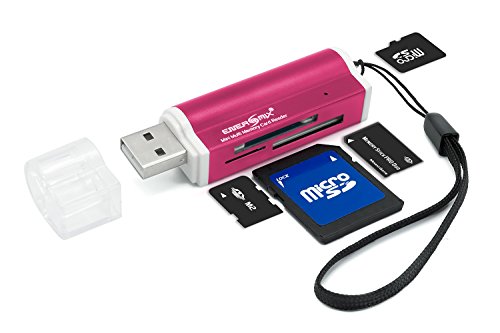 Kartenlesegerät USB Kartenleser Multi Kartenleser SDHC Kartenleser/Cardreader Für Micro SD, M2, Pro Duo, SDHC Windovs 10 Kompatiebel Rot von Energmix
