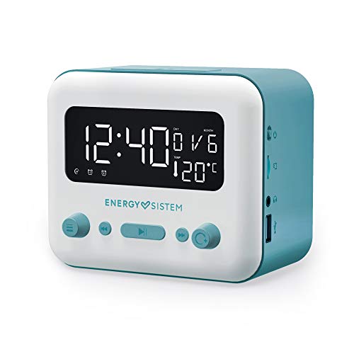 Energy Sistem Clock Speaker 2 Bluetooth Sky Lautsprecher Bluetooth (Dual-Alarm, 5 W, FM-Radio, Bluetooth 5.0, AUX-Out) Blau/Weiß von Energy Sistem