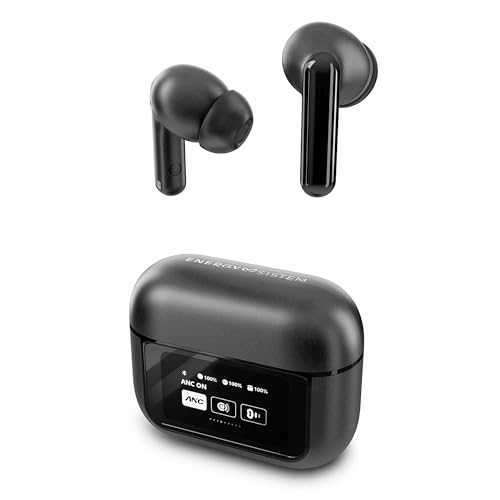 Energy Sistem Display ANC – True Wireless Kopfhörer (ANC, Bluetooth 5.4, True Wireless Stereo, 30 Stunden Akkulaufzeit, Ladebox mit intelligentem Display) von Energy Sistem