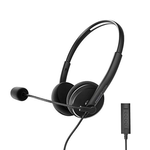 Energy Sistem Headset Office 2+ (Kopfhörer, Lautstärkeregler, Mikrofon mit einziehbarem Arm) Schwarz Unitalla von Energy Sistem
