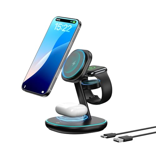 3 in 1 Mag-Safe Ladegerät, 15W Schnelles Wireless Charger, Induktive Kabelloses Ladestation für iPhone 16/15/14/13/12, Sport Watch, AirPods Pro/2/3-Schwarz 3 in 1 Mag-Safe Ladegerät, 15W Schnelles Wireless Charger, Induktive Kabelloses Ladestation für iPhone 16/15/14/13/12, Sport Watch, AirPods Pro/2/3-Schwarz von EnergyCell