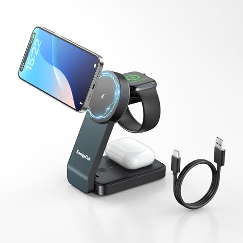 3 in 1 Mag-Safe Ladegerät 15W Kabellose Ladestation für Apple Geräte, Wireless Charger Faltbares Schnellladegerät für iPhone 16/15/14/13/12, Sport Watch, AirPods-Schwarz 3 in 1 Mag-Safe Ladegerät 15W Kabellose Ladestation für Apple Geräte, Wireless Charger Faltbares Schnellladegerät für iPhone 16/15/14/13/12, Sport Watch, AirPods-Schwarz von EnergyCell