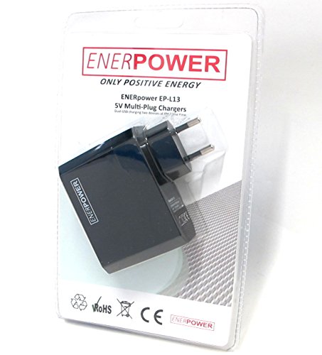 Enerpower EP-L13 5V Duales USB Netzteil Wand Netz Ladegerät 2,4A / 2,4A für Handys wie Samsung Galaxy, Huawei, iPhone etc. von Enerpower