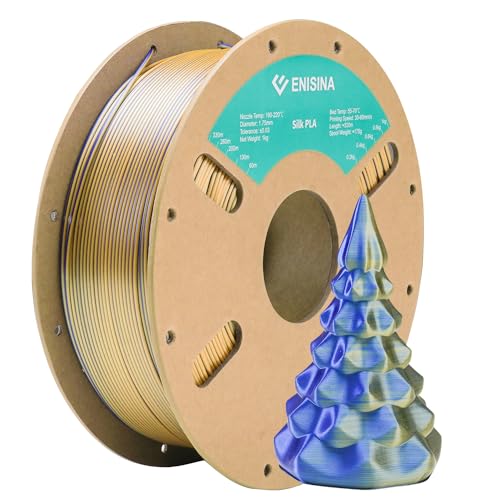Silk PLA Filament 1.75mm, ENISINA Seidig Glänzendes 3D Drucker Filament PLA, Maßgenauigkeit +/- 0.03mm，1kg / 2.20lb (Chrysokoll & Gold) von Enisina