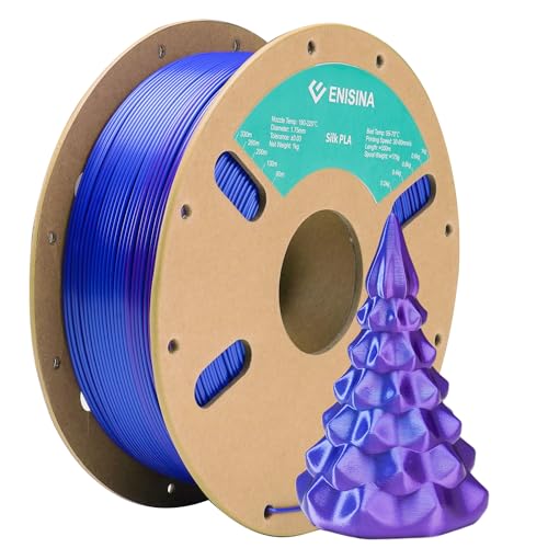 Silk PLA Filament 1.75mm, ENISINA Seidig Glänzendes 3D Drucker Filament PLA, Maßgenauigkeit +/- 0.03mm，1kg / 2.20lb (Lapislazuli & Lila) von Enisina