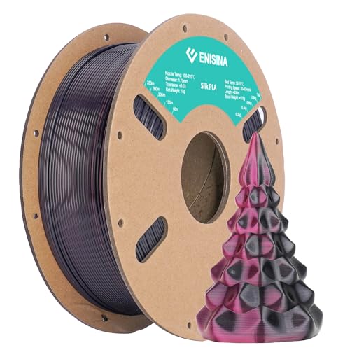 Silk PLA Filament 1.75mm, ENISINA Seidig Glänzendes 3D Drucker Filament PLA, Maßgenauigkeit +/- 0.03mm，1kg / 2.20lb (Schwarz & Rosen rot) von Enisina