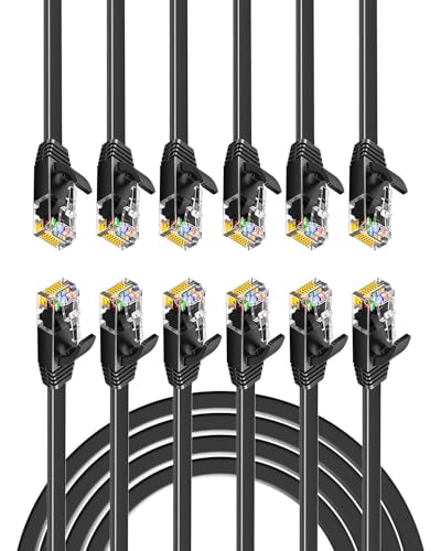 Cat6 Ethernet-Kabel, 1 m, 6 Stück, 1000 Mbps, für Smart-TV, Gaming, Router, Modem, Hochgeschwindigkeit, RJ45, Netzwerkkabel, Gigabit, Internet, LAN-Patchkabel, schwarz, wasserdicht, für Computer Cat6 Ethernet-Kabel, 1 m, 6 Stück, 1000 Mbps, für Smart-TV, Gaming, Router, Modem, Hochgeschwindigkeit, RJ45, Netzwerkkabel, Gigabit, Internet, LAN-Patchkabel, schwarz, wasserdicht, für Computer von Enjiror