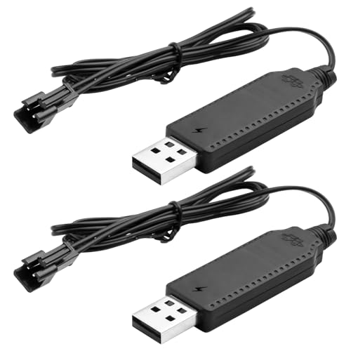 RC-Batterie-Ladekabel, 2 Stück, SM-2P-Stecker, USB-Ladekabel, 3,6 V, 3,7 V, für Lipo wiederaufladbares Ladekabel mit LED-Anzeige für Fernbedienung, Flugzeug, Drohne, Panzer, LKW, Züge, Boot, Spielzeug RC-Batterie-Ladekabel, 2 Stück, SM-2P-Stecker, USB-Ladekabel, 3,6 V, 3,7 V, für Lipo wiederaufladbares Ladekabel mit LED-Anzeige für Fernbedienung, Flugzeug, Drohne, Panzer, LKW, Züge, Boot, Spielzeug von Enjiror
