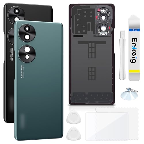 Enkeig Backcover Ersatzkit Akkudeckel für Honor 70 rückseite beinhaltet Rückglas Reparatur Rückabdeckung Rückglasplatte Werkzeuge (Grün) von Enkeig