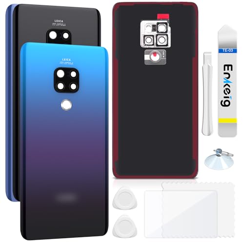 Enkeig Backcover Ersatzkit Akkudeckel für Huawei Mate 20 rückseite beinhaltet Rückglas Reparatur Rückabdeckung Rückglasplatte Werkzeuge (Aurora) von Enkeig