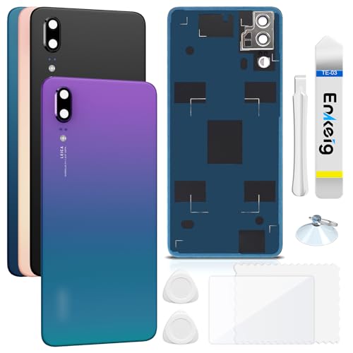 Enkeig Backcover Ersatzkit Akkudeckel für Huawei P20 rückseite beinhaltet Rückglas Reparatur Rückabdeckung Rückglasplatte Werkzeuge (Aurora) von Enkeig