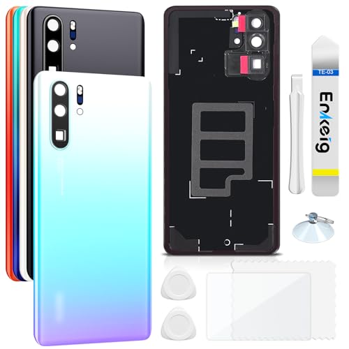 Enkeig Backcover Ersatzkit Akkudeckel für Huawei P30 Pro rückseite beinhaltet Rückglas Reparatur Rückabdeckung Rückglasplatte Werkzeuge (Crystal) von Enkeig