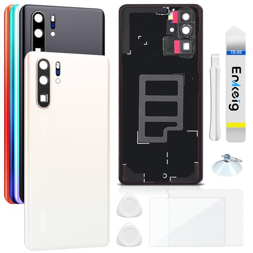 Enkeig Backcover Ersatzkit Akkudeckel für Huawei P30 Pro rückseite beinhaltet Rückglas Reparatur Rückabdeckung Rückglasplatte Werkzeuge (Perlglanz) von Enkeig