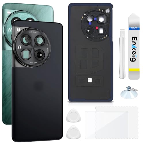 Enkeig Backcover Ersatzkit Akkudeckel für OnePlus 12 rückseite beinhaltet Rückglas Reparatur Rückabdeckung Rückglasplatte Werkzeuge (Schwarz) von Enkeig