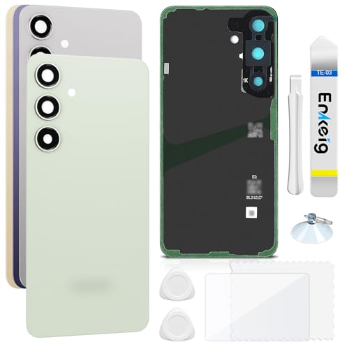 Enkeig Backcover Ersatzkit Akkudeckel für Samsung Galaxy S24 S921 rückseite beinhaltet Rückglas Reparatur Rückabdeckung Rückglasplatte Werkzeuge (Grün) von Enkeig
