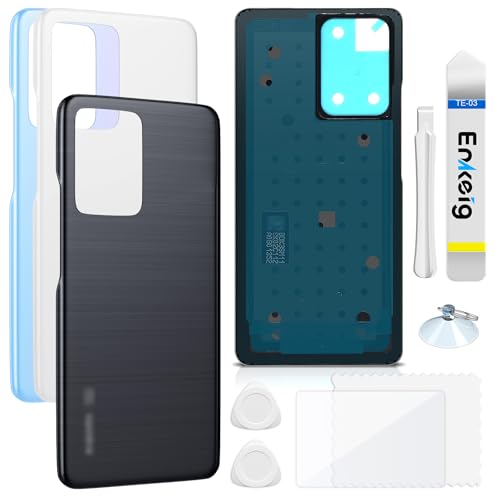 Enkeig Backcover Ersatzkit Akkudeckel für Xiaomi 11T/11T Pro rückseite beinhaltet Rückglas Reparatur Rückabdeckung Rückglasplatte Werkzeuge (Grau) von Enkeig