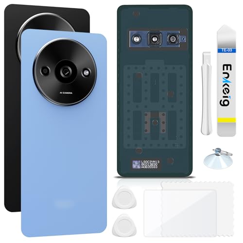 Enkeig Backcover Ersatzkit Akkudeckel für Xiaomi Redmi A3 rückseite beinhaltet Rückglas Reparatur Rückabdeckung Rückglasplatte Werkzeuge (Blau) von Enkeig