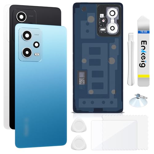 Enkeig Backcover Ersatzkit Akkudeckel für Xiaomi Redmi Note 12 Pro 5G rückseite beinhaltet Rückglas Reparatur Rückabdeckung Rückglasplatte Werkzeuge (Blau) von Enkeig
