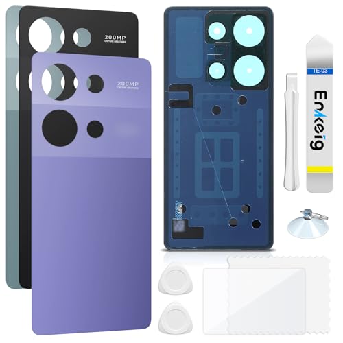 Enkeig Backcover Ersatzkit Akkudeckel für Xiaomi Redmi Note 13 Pro 4G rückseite beinhaltet Rückglas Reparatur Rückabdeckung Rückglasplatte Werkzeuge (Violett) von Enkeig