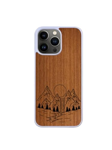 Enowood Makore Schutzhülle aus Holz, für iPhone 13, handgefertigt, Weiß von Enowood
