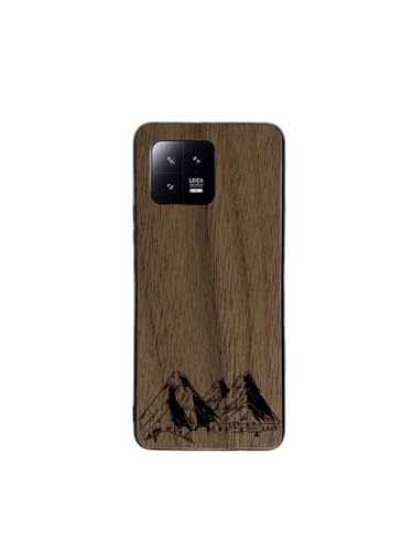 Enowood Schutzhülle für Xiaomi Mi aus Holz, handgefertigt, Berge2, Mi 9, Walnuss von Enowood