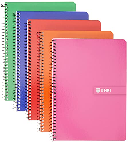Enri 100430081 5er-Pack Notizbücher, Spiralbindung, Hardcover, A5 von Enri
