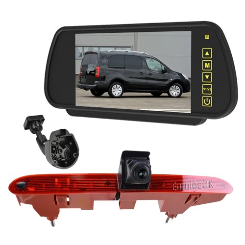 EnruigeOK Bremslicht Rückfahrkamera Monitor Kit HD Wasserdicht für Citroen Berlingo Peugeot Partner (2008-2018) Prarking Rückfahrkamera (7 Zoll 3B Bracket Monitor) von EnruigeOK