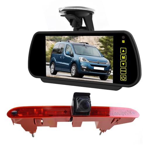 EnruigeOK Bremslicht Rückfahrkamera Monitor Kit HD Wasserdicht für Citroen Berlingo Peugeot Partner (2008-2018) Prarking Rückfahrkamera (7 Zoll Saugnapf Monitor) von EnruigeOK