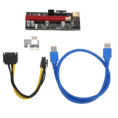 Entatial Mining Grafikkarte PCIe Riser, 6 PIN Schnittstelle PCIE 1X bis 16X Riser Karte Flexibles USB Kabel für Win 8 für Win7 für Win 10(Blaue Linie) von Entatial
