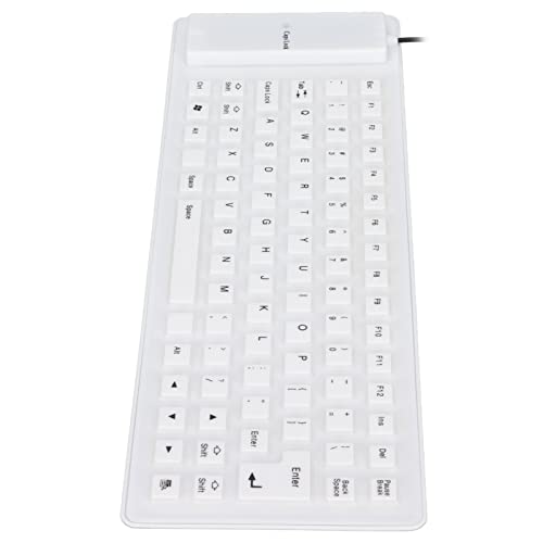 Silikon-Tastatur, USB-Kabel Leicht tragbar 85 Tasten Silikon-Tastatur Vollständig versiegeltes Design für PC-Notebook(Weiß) von Entatial