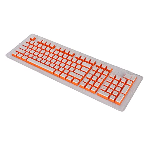 Tastenkappen in OEM-Höhe, verschleißfestes ergonomisches Design Tastenkappen mit breitem für die meisten mechanischen Tastaturen(Weiß-orange-rotes Wort) von Entatial