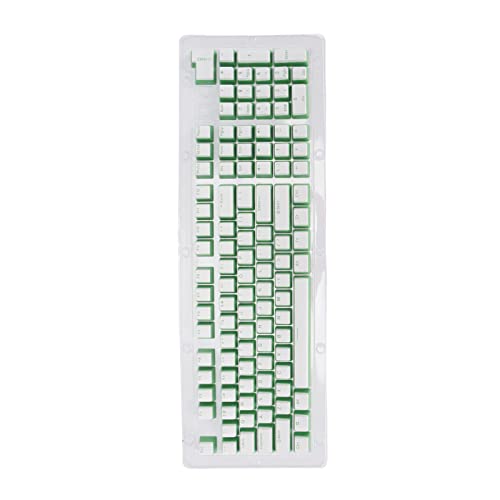 Tastenkappen in OEM-Höhe, verschleißfestes ergonomisches Design Tastenkappen mit breitem für die meisten mechanischen Tastaturen(Weißkäse grünes Wort) von Entatial