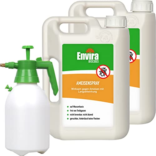 Envira Ameisen-Spray 2 x 2 Liter + 2L Drucksprüher - Ameisen bekämpfen im Haus & im Garten - Anti-Ameisen-Mittel innen - mit Langzeitwirkung & geruchsneutral von Envira