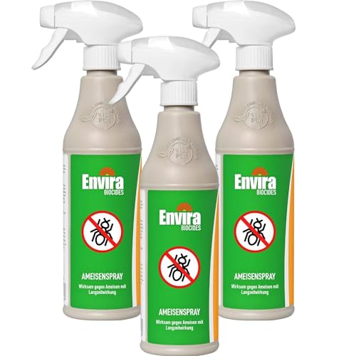 Envira Ameisen-Spray 3 x 500 ml - Anti-Ameisen-Mittel Mit Langzeitwirkung - Geruchlos & Auf Wasserbasis von Envira