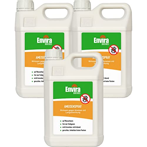Envira Ameisen-Spray 3x 5 Liter - Ameisen bekämpfen im Haus & im Garten - Ameisengift innen - mit Langzeitwirkung & geruchsneutral von Envira