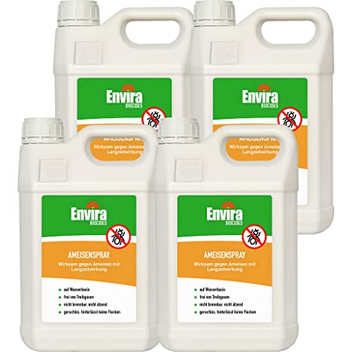 Envira Ameisen-Spray 4 x 5 Liter - Ameisen bekämpfen im Haus & im Garten - Anti-Ameisen-Mittel innen - mit Langzeitwirkung & geruchsneutral von Envira