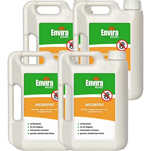 Envira Ameisen-Spray 4x 2 Liter - Ameisen bekämpfen im Haus & im Garten - Ameisengift innen - mit Langzeitwirkung & geruchsneutral von Envira