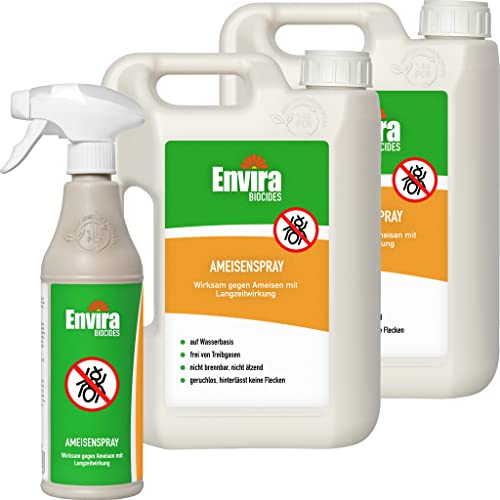 Envira Ameisen-Spray 500 ml + 2 x 2 Liter - Ameisen bekämpfen im Haus & im Garten - Anti-Ameisen-Mittel innen - mit Langzeitwirkung & geruchsneutral von Envira