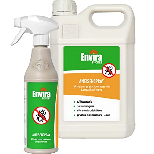 Envira Ameisen-Spray 500 ml + 5 Liter - Ameisen bekämpfen im Haus & im Garten - Anti-Ameisen-Mittel innen - mit Langzeitwirkung & geruchsneutral von Envira