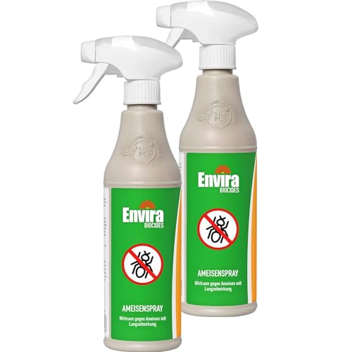 Envira Ameisen-Spray - Anti-Ameisen-Mittel Mit Langzeitwirkung - Geruchlos & Auf Wasserbasis (2 x 500ml) von Envira