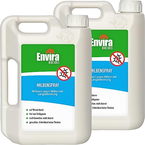 Envira Anti Milben-Spray 2 x 2 Liter - Mittel gegen Milben, Hausstaubmilben - Milbenabwehr für Matratzen, Textilien & Polster mit Langzeitwirkung - Geruchlos von Envira