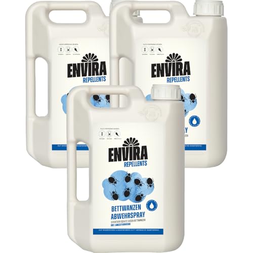 Envira Bettwanzen Abwehrspray 3 x 2 Liter - Spray mit Langzeitwirkung gegen Bettwanzen - Mittel gegen Bettwanzen für Wohnung, Hotel, Matratzen & auf Reisen - Effektiv Bettwanzen loswerden von Envira