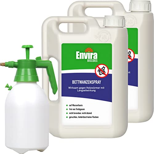 Envira Bettwanzen-Spray 2 x 2L + Sprüher - Bettwanzen-Bekämpfung für Matratzen & Textilien - Mittel gegen Bettwanzen & Larven - Bettwanzen bekämpfen - Geruchlos & auf Wasserbasis von Envira