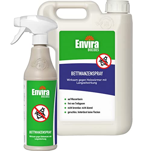 Envira Bettwanzen-Spray 500 ml & 2 Liter - Bettwanzen-Bekämpfung für Matratzen & Textilien - Mittel gegen Bettwanzen & Larven - Bettwanzen bekämpfen - Geruchlos & auf Wasserbasis von Envira