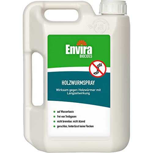 Envira Holzwurm-Spray - Holzwurm Ex Gegen Holzschädigende Insekten Mit Langzeitschutz - Auf Wasserbasis - 2 Liter von Envira