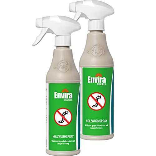 Envira Holzwurm-Spray - Holzwurm Ex Gegen Holzschädigende Insekten Mit Langzeitschutz - Auf Wasserbasis - 2 x 500 ml von Envira